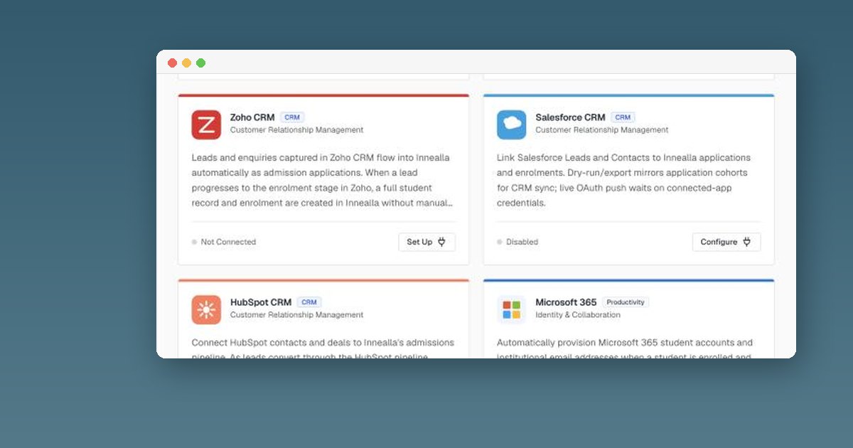 Zoho CRM and Salesforce CRM connectors.